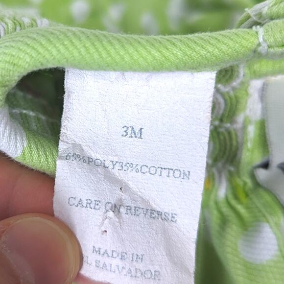 Amanda Remembered Outfit Baby Girl Sz 3m Green Polka Dot Sandal Smocked Boutique - Picture 6 of 6